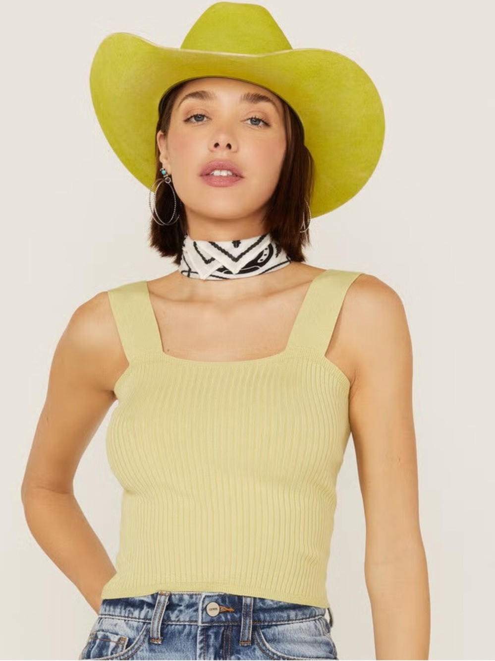 Shyanne Lime Green Ribbed Tank Top